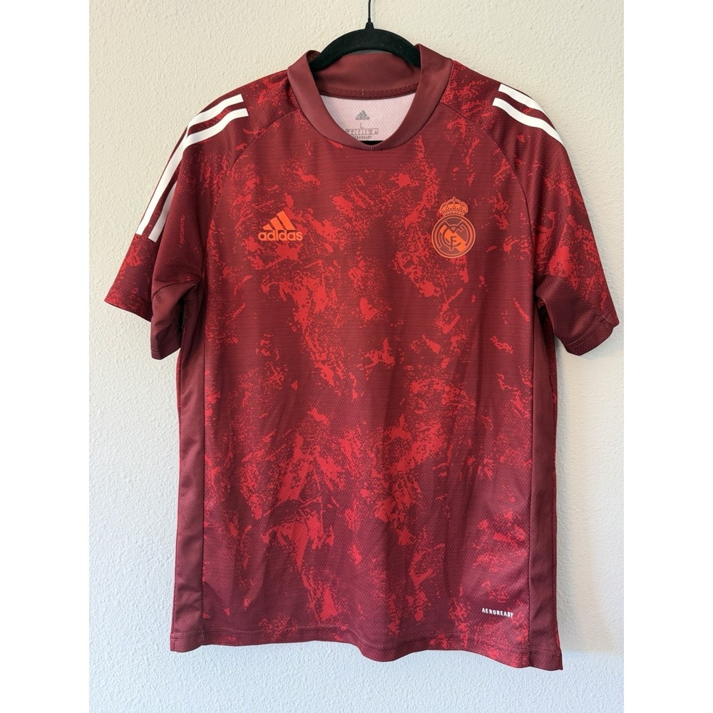Real Madrid Shirt Mens L Red Soccer Football Adidas AEROREADY Training Jersey